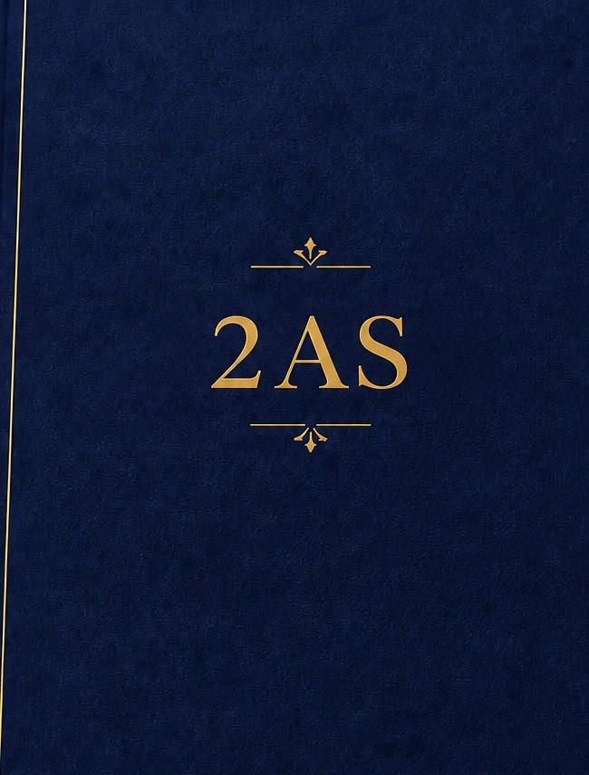 Capa do relatório 2AS, azul marinho com letras douradas