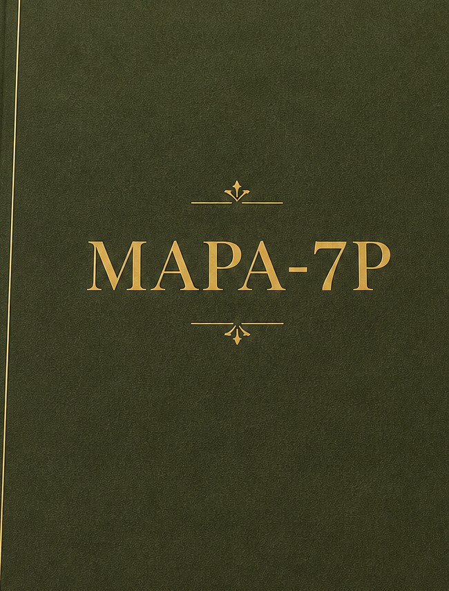 Capa do relatório MAPA-7P, verde escuro com letras douradas