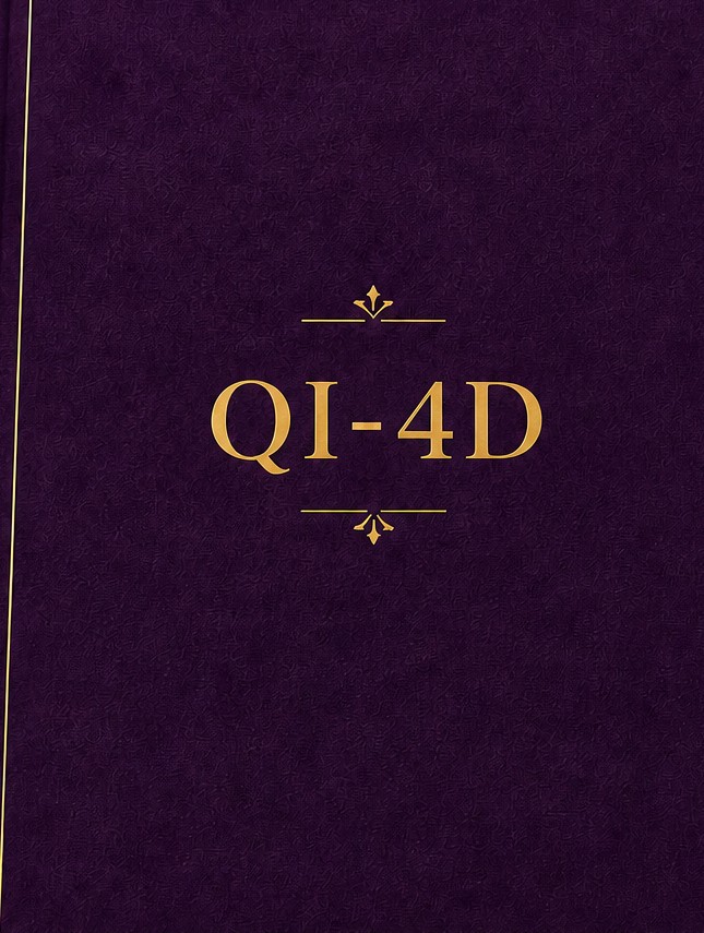 Capa do relatório QI-4D, roxo escuro com letras douradas